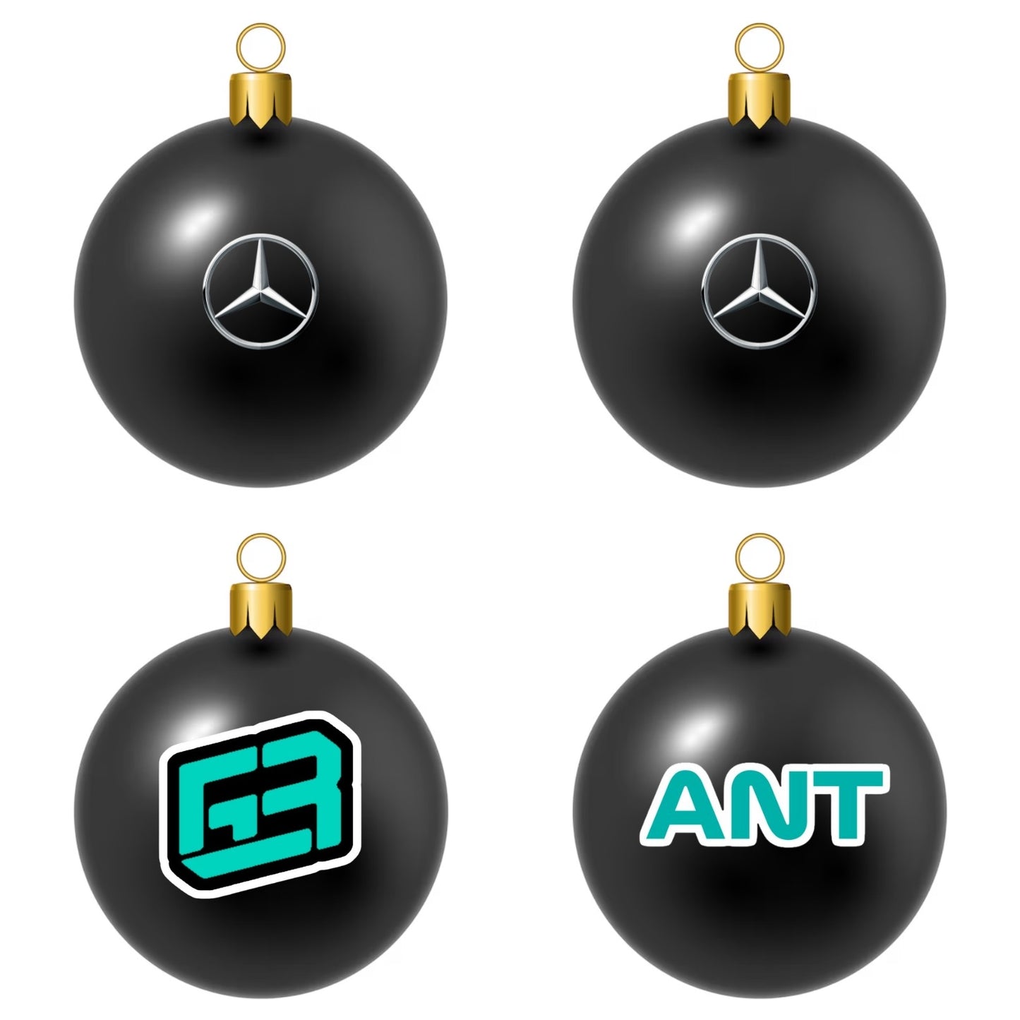 Pack 4 Pelotas de Navidad F1 Mercedes